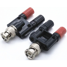 Conector coaxial Q9 BNC para duas bananas 4 mm macho e f&ecirc;mea
