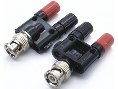 Conector coaxial Q9 BNC para duas bananas 4 mm macho e f&ecirc;mea - Imagem 1