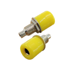 Conector banana 4 mm amarelo, soquete para painel 7,5 mm