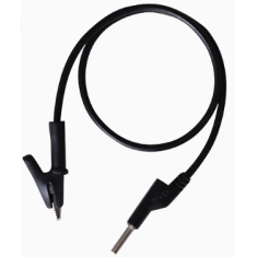 Cabo de teste 1 m preto de dupla extremidade com plug banana 4 mm e garra jacar&eacute; 15 A