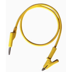 Cabo de teste amarelo 1 m com pontas duplas, plug banana 4 mm e clip jacar&eacute;, 15 A
