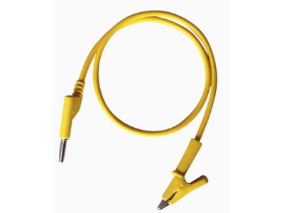 Cabo de teste amarelo 1 m com pontas duplas, plug banana 4 mm e clip jacar&eacute;, 15 A - Imagem 1