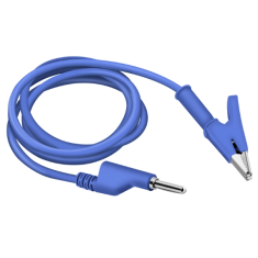 Cabo de teste de dupla extremidade azul 1 m com plug banana 4 mm e garra jacar&eacute; 15 A