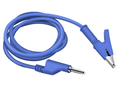 Cabo de teste de dupla extremidade azul 1 m com plug banana 4 mm e garra jacar&eacute; 15 A - Imagem 1