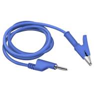Cabo de teste de dupla extremidade azul 1 m com plug banana 4 mm e garra jacar&eacute; 15 A