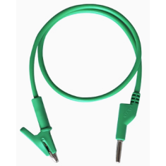 Cabo de teste 1 m verde com extremidades duplas, plug banana 4 mm e garra jacar&eacute; 15 A
