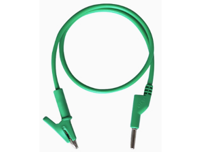 Cabo de teste 1 m verde com extremidades duplas, plug banana 4 mm e garra jacar&eacute; 15 A - Imagem 1
