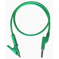 Cabo de teste 1 m verde com extremidades duplas, plug banana 4 mm e garra jacar&eacute; 15 A