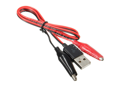 Cabo USB macho 58 cm com presilhas jacar&eacute; vermelho e preto, Instrumentos de Medi&ccedil;&atilde;o - Imagem 1