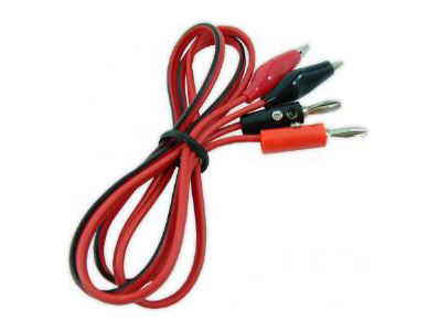 Cabo de teste 1 m vermelho/preto, dupla extremidade, plug banana 4 mm e garra jacar&eacute; - Imagem 1
