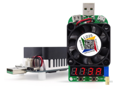 RD LD25 Carga eletr&ocirc;nica USB com display LED, ventoinha e corrente/tens&atilde;o ajust&aacute;veis 4A 25W - Imagem 1