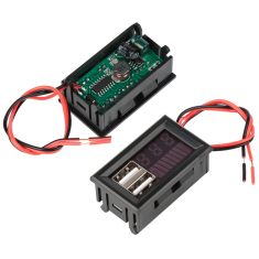 Volt&iacute;metro digital painel vermelho DC12V com display LED e USB 5V 2A, testador de baterias chumbo-&aacute;cido