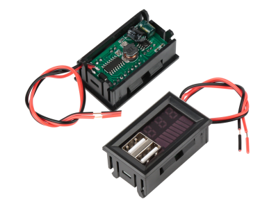 Volt&iacute;metro digital painel vermelho DC12V com display LED e USB 5V 2A, testador de baterias chumbo-&aacute;cido - Imagem 1