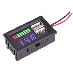 Painel volt&iacute;metro digital LED azul DC 12V, medidor de tens&atilde;o e testador de bateria chumbo-&aacute;cido com USB 5V/2A