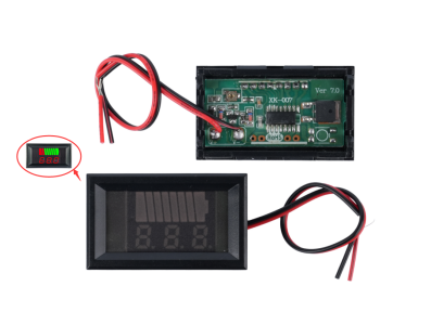 Medidor de Voltagem e Eletricidade vermelho 12-60V com duplo display &agrave; prova d'&aacute;gua - Imagem 1