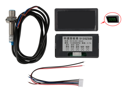 Green Kit Tac&ocirc;metro Digital de Frequ&ecirc;ncia 4 LEDs Alta Precis&atilde;o RPM 10-9999 R/M DC 8-24V - Imagem 1