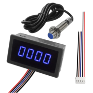 Kit Azul Tac&ocirc;metro Digital de Frequ&ecirc;ncia Alta Precis&atilde;o 4 LEDs, Testador de RPM 10-9999 R/M, DC 8-24V