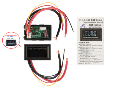 Medidor digital OLED 100V 20A, amper&iacute;metro e volt&iacute;metro com medi&ccedil;&atilde;o de pot&ecirc;ncia, tempo, capacidade, energia e temperatura - Imagem 1