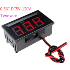 Volt&iacute;metro digital DC 5 a 120 V, display vermelho de 0,56 polegada, dois fios