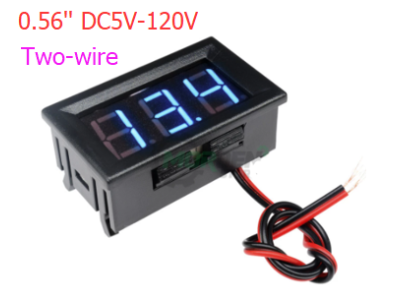 Volt&iacute;metro digital com display 0,56'' azul, dois fios, DC 5&ndash;120 V - Imagem 1