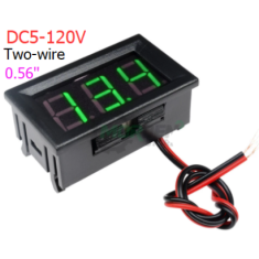 Volt&iacute;metro Digital DC 5-120V, Display 0,56'' Verde, Dois Fios