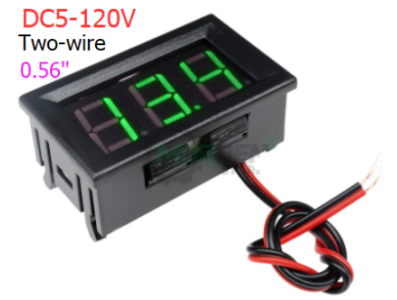 Volt&iacute;metro Digital DC 5-120V, Display 0,56'' Verde, Dois Fios - Imagem 1