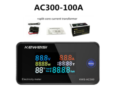 Medidor digital de energia KEWEISI KWS-AC300-100A, volt&iacute;metro e amper&iacute;metro - Imagem 1