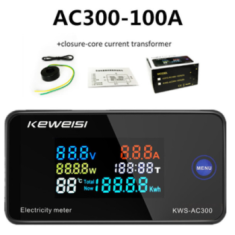 KEWEISI KWS-AC300 Medidor Digital de Energia 100A, Volt&iacute;metro e Amper&iacute;metro