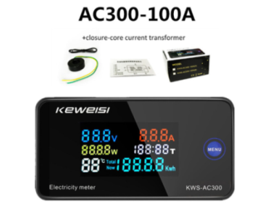 KEWEISI KWS-AC300 Medidor Digital de Energia 100A, Volt&iacute;metro e Amper&iacute;metro - Imagem 1