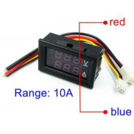 Display LED duplo 0,28" para medidor digital de tens&atilde;o e corrente DC 0-100V, painel e amplificador digital