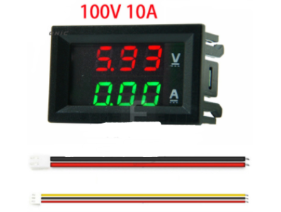 Display LED duplo 0,28" para volt&iacute;metro e amper&iacute;metro digital DC 0-100V 10A, painel de medi&ccedil;&atilde;o - Imagem 1