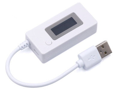 Testador USB branco com detector de corrente, volt&iacute;metro e tela LCD - Imagem 1