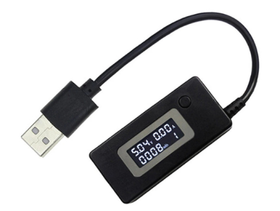 Testador USB preto, detector de corrente e volt&iacute;metro com tela LCD - Imagem 1