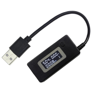 Testador USB preto, detector de corrente e volt&iacute;metro com tela LCD
