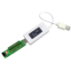 Testador USB branco com carga, detector de corrente e volt&iacute;metro com tela LCD para monitoramento de capacidade de energia m&oacute;vel - Thumb - 1
